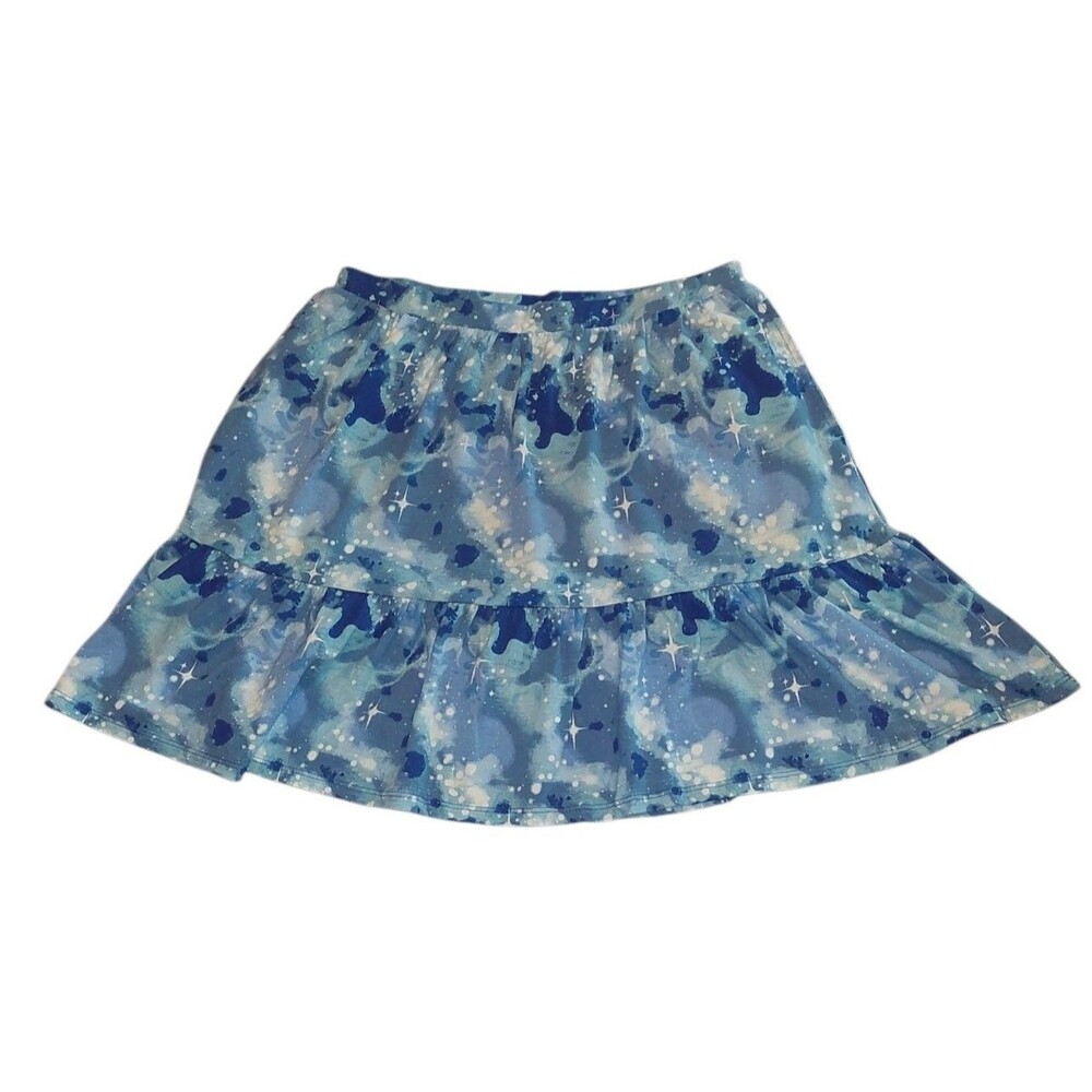 Lands' End Girls XL 14 16 Skort Ruffled Pockets Elastic Waist Shorts Stary Blue
